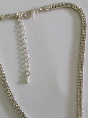 Source Unknown Silver Double-Row Rhinestone Necklace